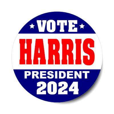 vote harris president 2024 dark blue white stripe stickers, magnet