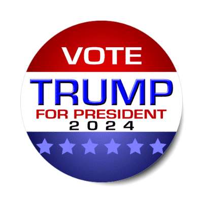vote trump for president 2024 red white blue stars stickers, magnet