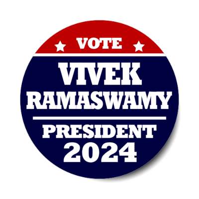 vote vivek samaswamy president 2024 red white blue star gop stickers, magnet