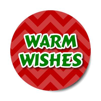 warm wishes holiday greetings green red chevron stickers, magnet
