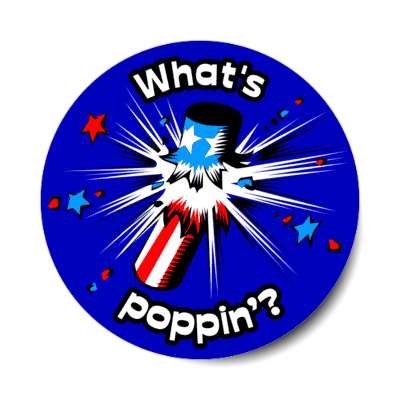 whats poppin firecracker bursting popping stars stripes stickers, magnet