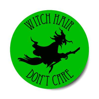 witch hair dont care flying witch broom silhouette stickers, magnet