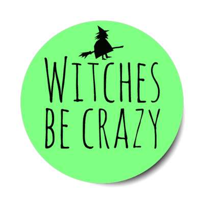 witches be crazy flying witch on broom silhouette stickers, magnet