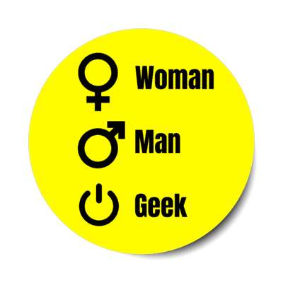 woman man geek power symbol stickers, magnet