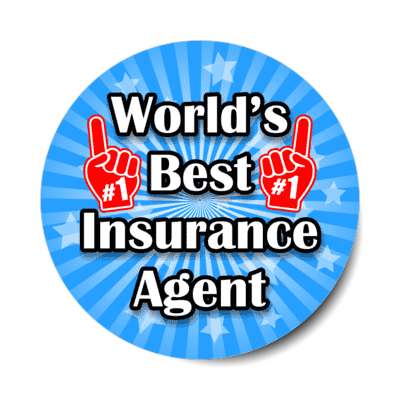 worlds best insurance agent finger pointing number one rays starburst stickers, magnet