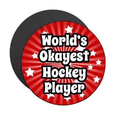 worlds okayest hockey player stickers, magnet