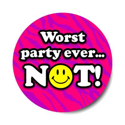 worst party ever not smile face animal print 90s stickers, magnet