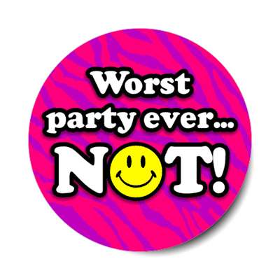 worst party ever not smiley face animal print 90s stickers, magnet