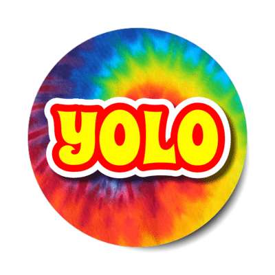 yolo you only live once colorful tiedye stickers, magnet