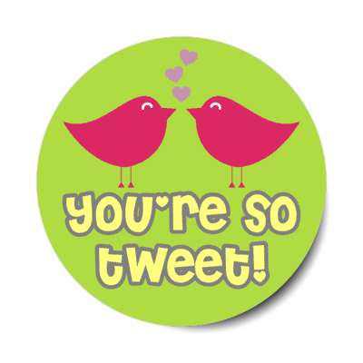 youre so tweet sweet two birds kissing stickers, magnet